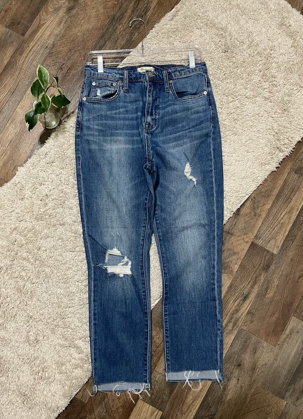 Madewell Size 27 Lita Wash Distressed Raw Hem High-Rise Boy Jeans